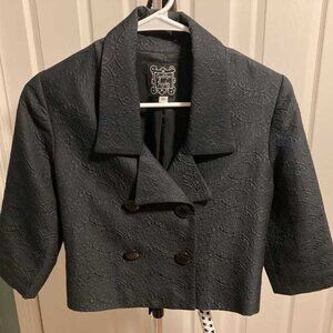Cynthia Rowley Navy Textured Cropped Jacket XS